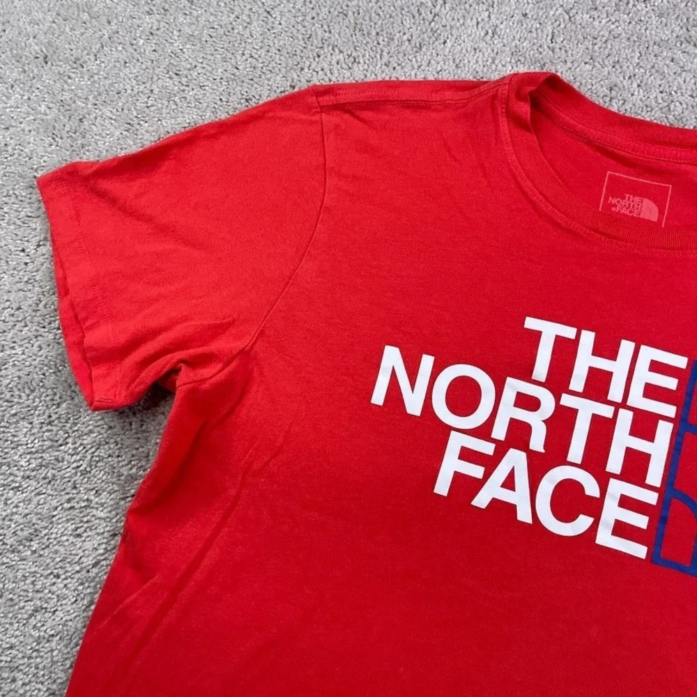 North Face Shirt Mens Medium Red Half Dome Logo Graphic‎ Tee Hiking Outdoors